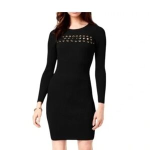 MICHAEL Michael Kors Black Ribbed Lace-Up Sweater Dress – Size M